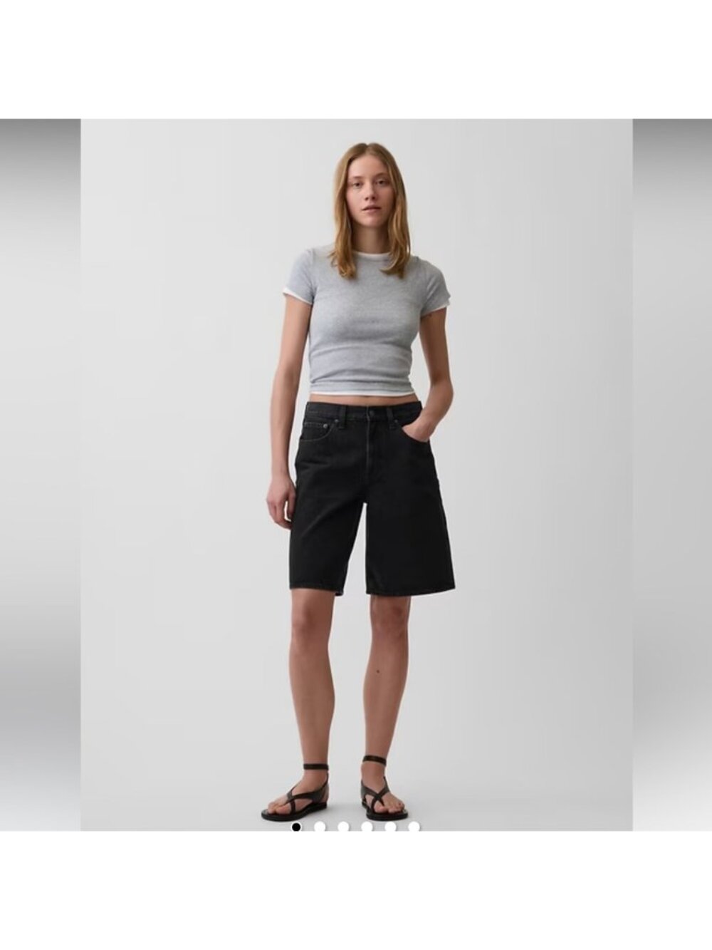 GAP 11" Mid Rise Longline Denim Shorts JORTS Woman 33 True Black Streetwear 2025